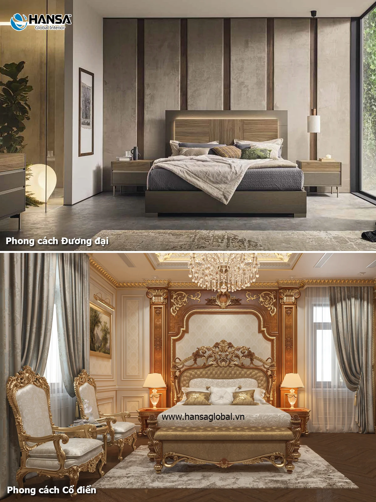 Contemporary and Neoclassical style bedroom