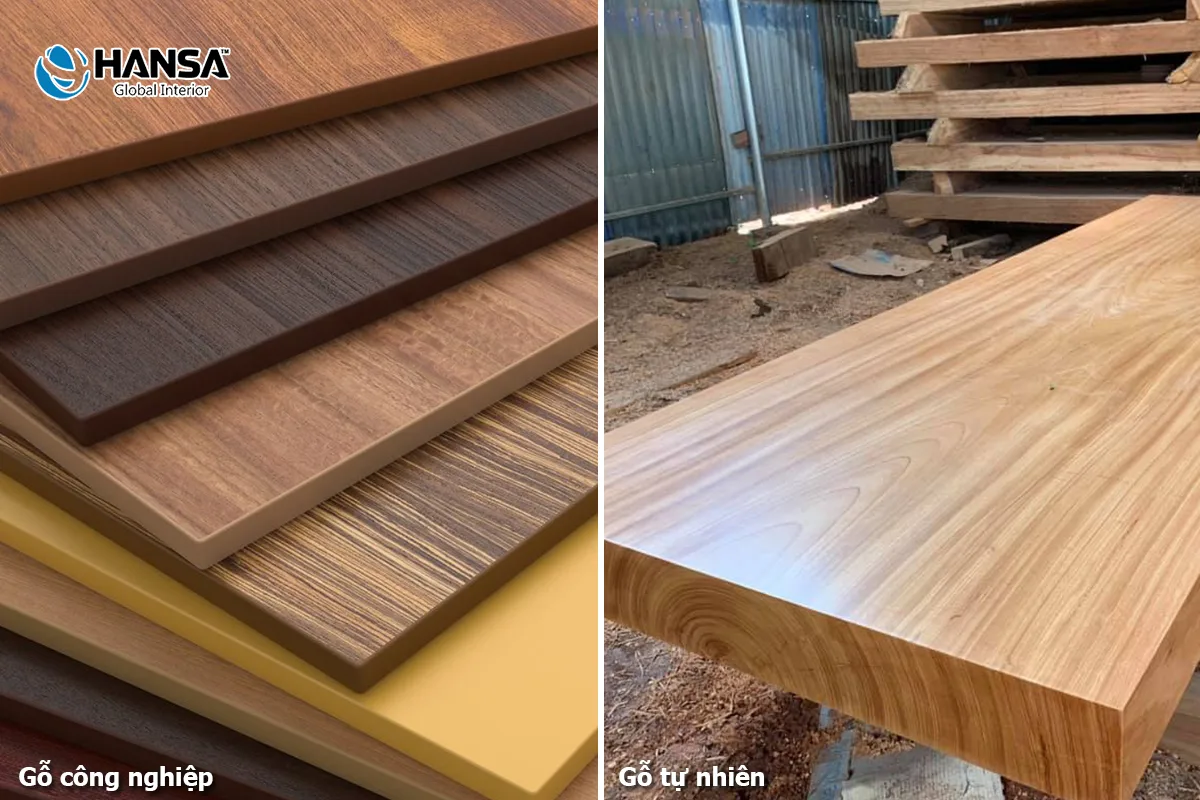 Comparing natural wood and engineered wood in contemporary style
